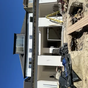 Anthracite aluminium windows on London new build exterior
