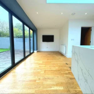 Anthracite aluminium bifold doors to garden, London extension