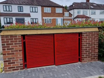 Red roller garage doors London residential property