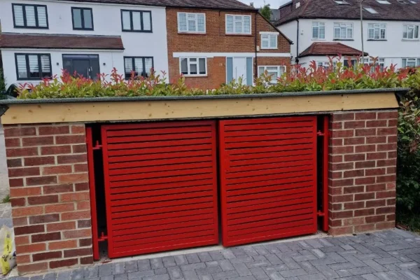 Red roller garage doors London residential property