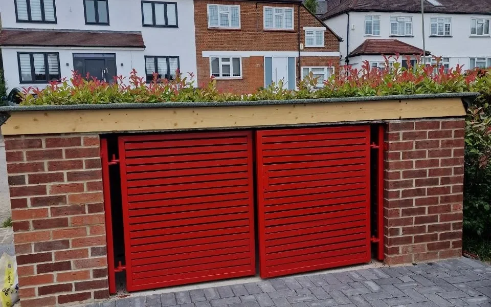 Red roller garage doors London residential property