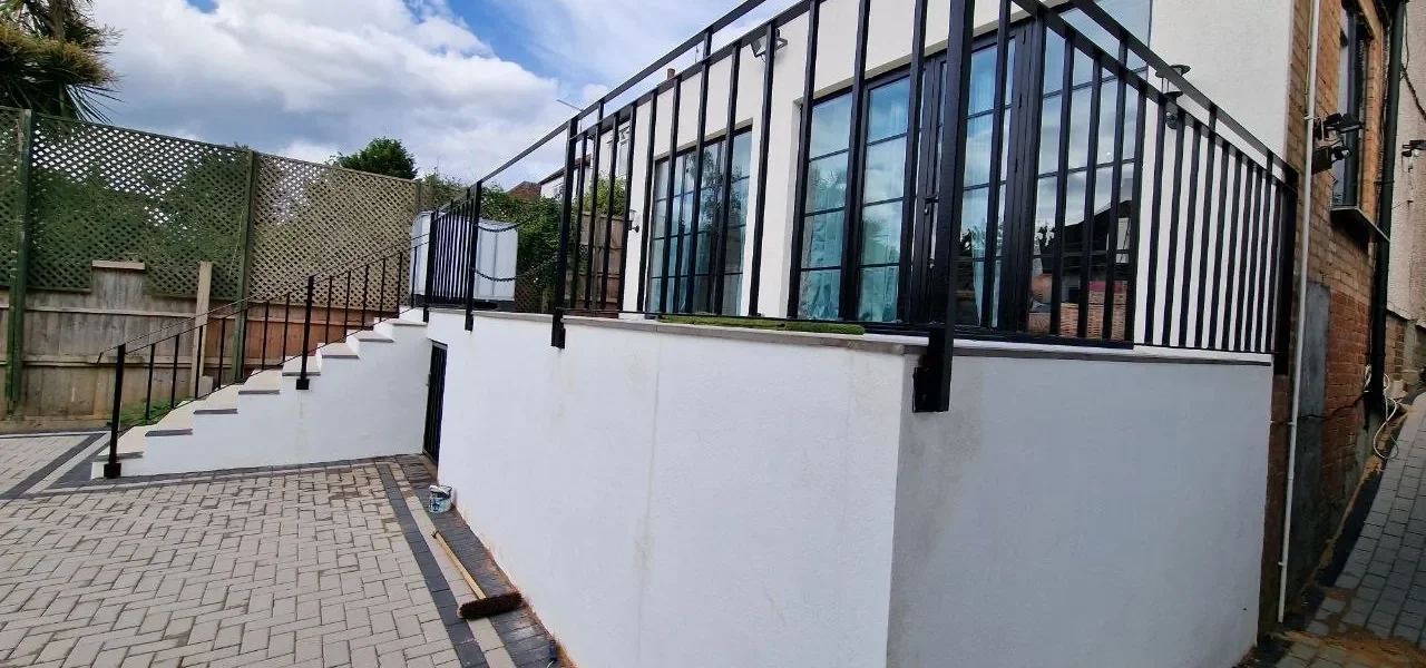 Anthracite glazed roof extension terrace London glazing