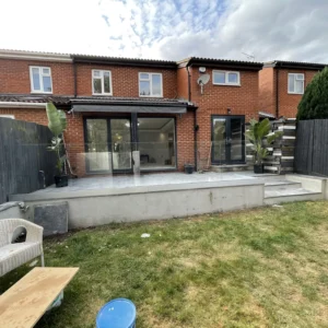 Anthracite bifold and French doors on London terraced house rear