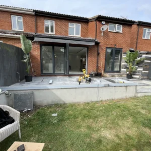 Anthracite bifold doors on London terraced house rear extension