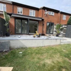 Anthracite bifold and French doors on London house rear elevation