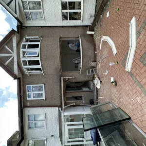 London house rear with bay window mid glazing installation