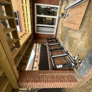 Rear extension steel frame and uPVC window, London build