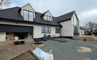 New build house exterior with anthracite windows, London