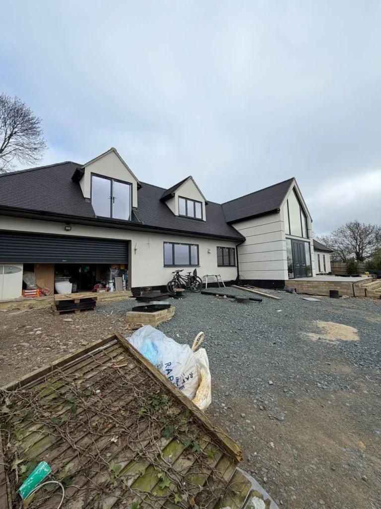 New build house exterior with anthracite windows, London