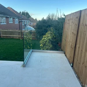 Frameless glass balustrade on London garden terrace