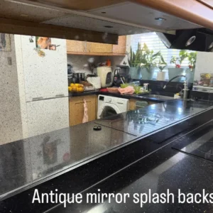 Antique mirror kitchen splashback London bespoke glass
