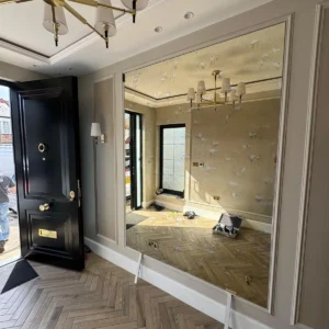 Bespoke antique mirror feature wall London interior