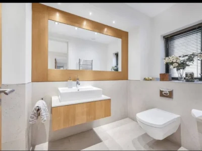 Large framed bathroom wall mirror, London