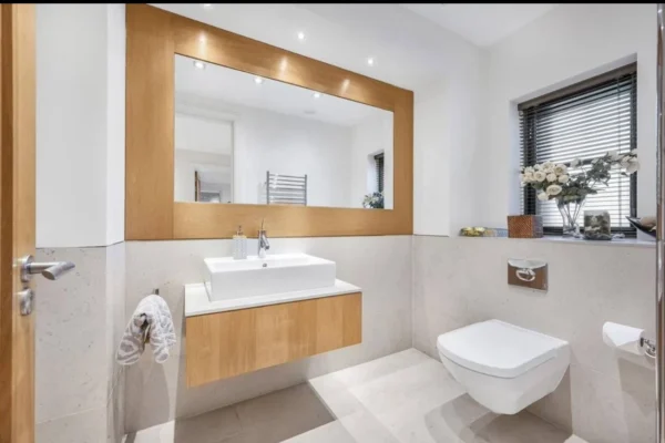 Large framed bathroom wall mirror, London