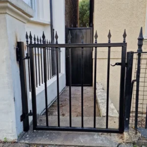 Black metal front garden gate railings London