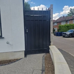 Anthracite metal side gate London property security