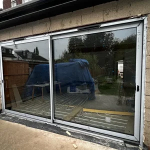Anthracite sliding patio doors on London rear extension