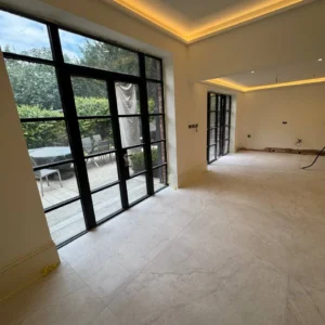 Floor-to-ceiling Crittall glazed garden doors, London