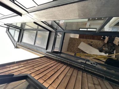 Aluminium bifold rooflight over rear deck, London extension