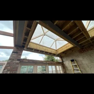 Pyramid roof lantern being fitted, London