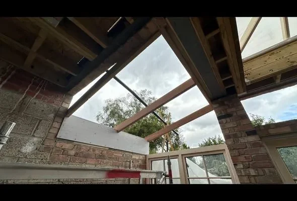 Open roof lantern aperture in London extension build
