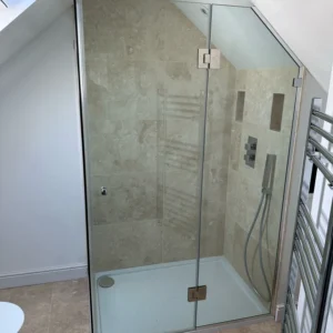 Frameless glass shower enclosure London ensuite bathroom