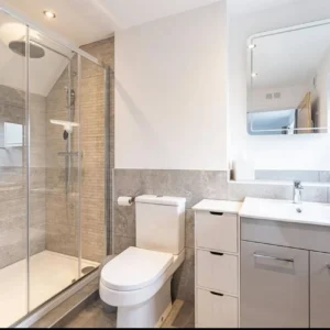 Sliding glass shower enclosure, London bathroom
