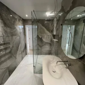 Frameless glass shower enclosure, London bathroom