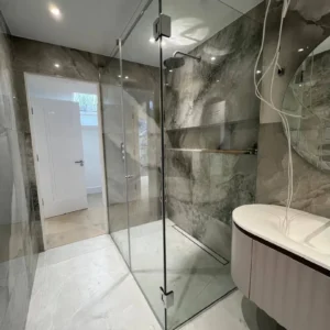 Frameless glass shower enclosure, London bathroom