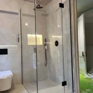 Frameless glass corner shower enclosure, London bathroom