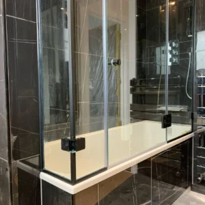 Folding glass bath shower screen, London bathroom