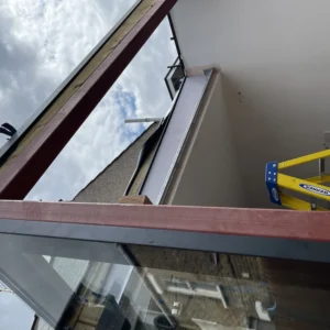 Frameless structural glazing gable under construction, London